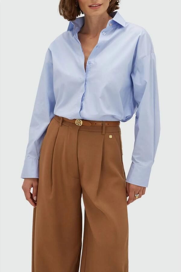 JOSH V blouse met open rug blauw
