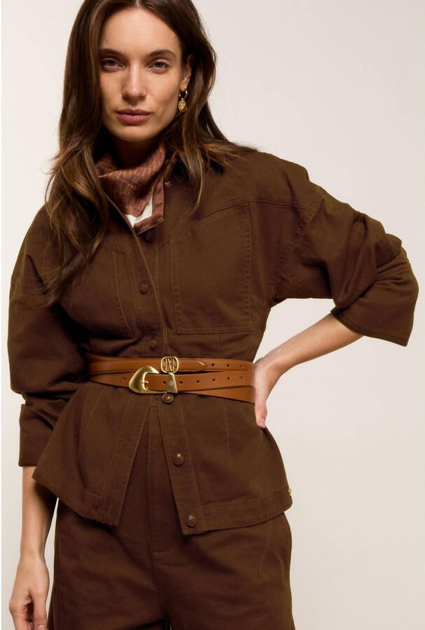 JOSH V denim blouse donkerbruin