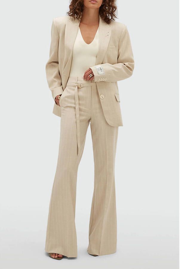 JOSH V getailleerde blazer met krijtstreep beige