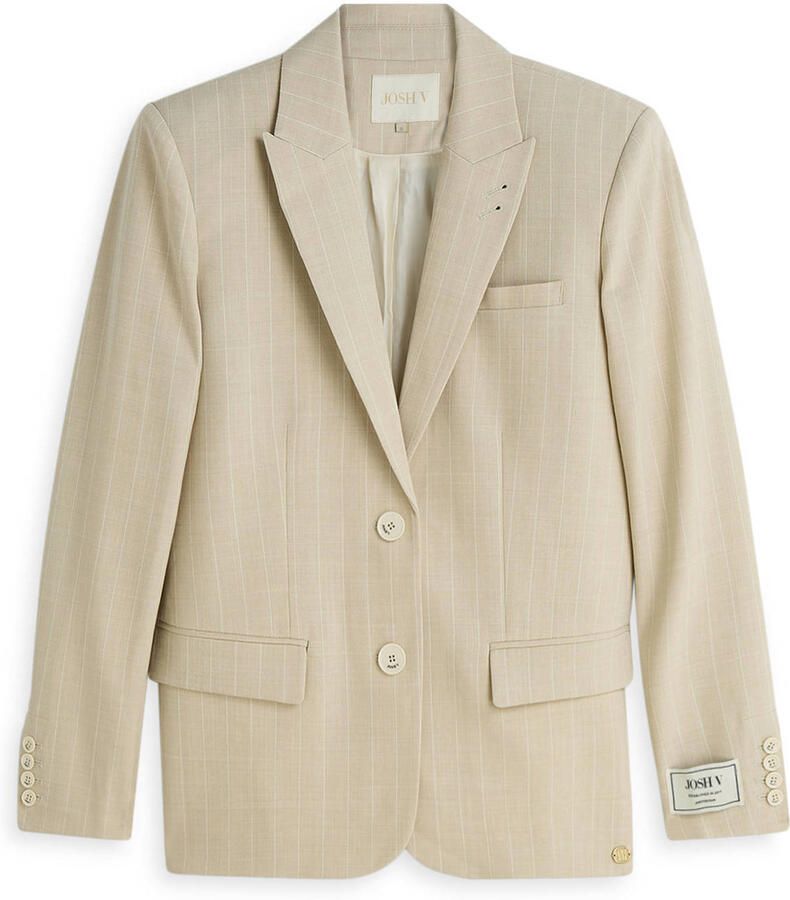 JOSH V getailleerde blazer met krijtstreep beige - Foto 2