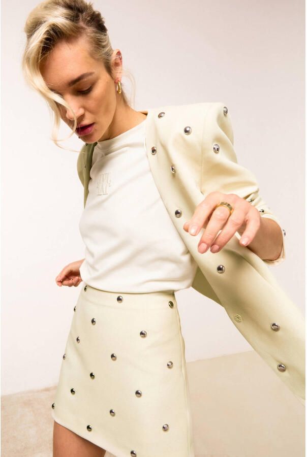 JOSH V getailleerde blazer met studs lichtgeel