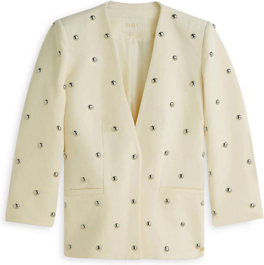 JOSH V getailleerde blazer met studs lichtgeel - Foto 2