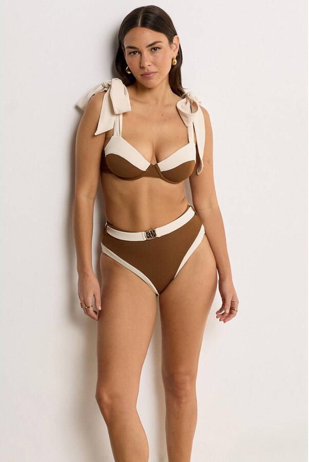 JOSH V high waist bikinibroekje Solange bruin ecru - Foto 3