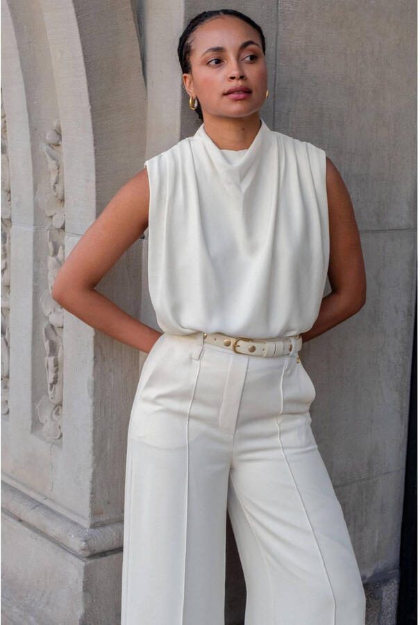 JOSH V high waist wide leg broek ecru - Foto 3