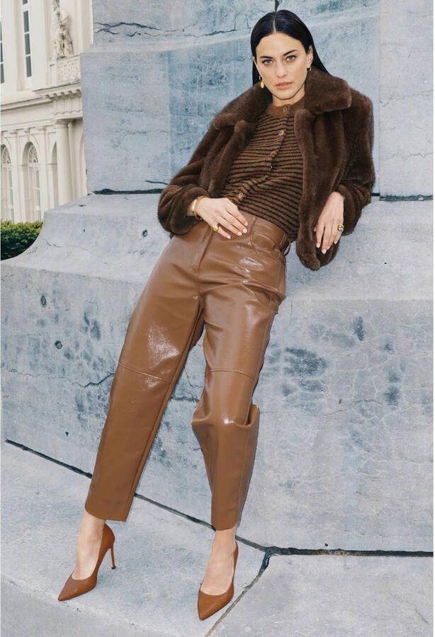 JOSH V imitatieleren barrel broek cognac - Foto 2