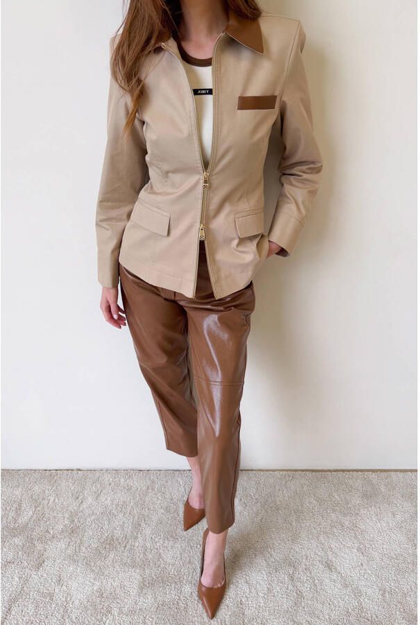 JOSH V imitatieleren barrel broek cognac - Foto 3
