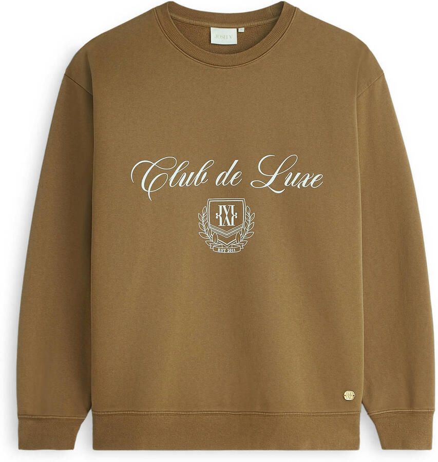 JOSH V katoenen sweater met print kaki - Foto 2