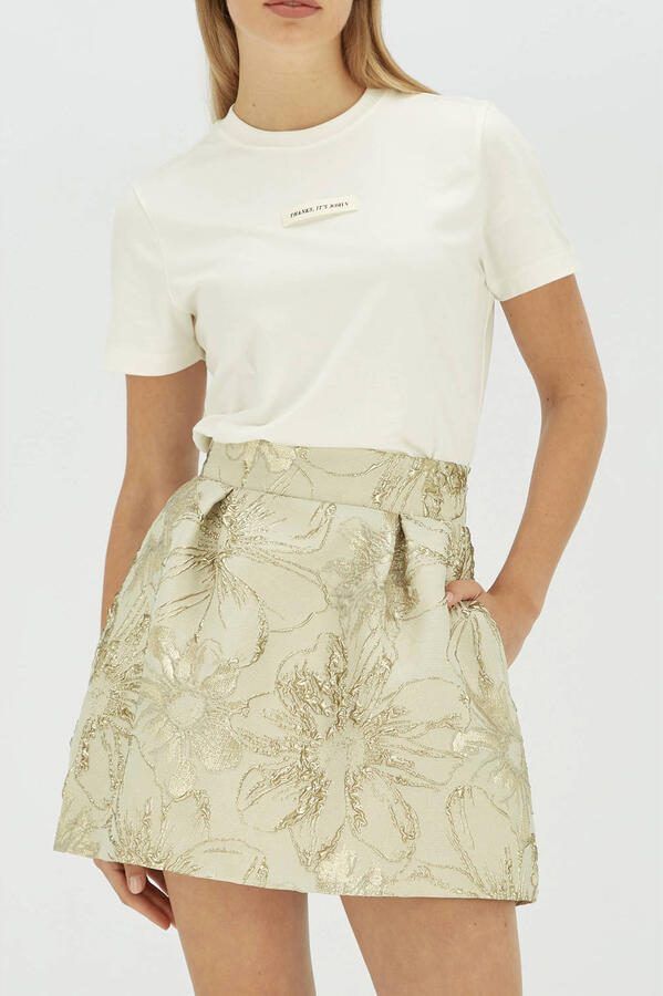 JOSH V korte rok met lurex beige