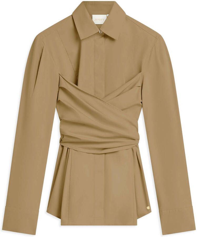 JOSH V LUANN blouse met plooien lichtkaki - Foto 2