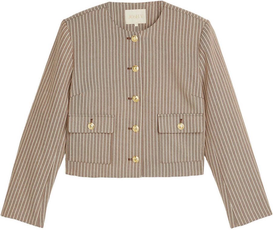 JOSH V regular fit gestreepte blazer beige