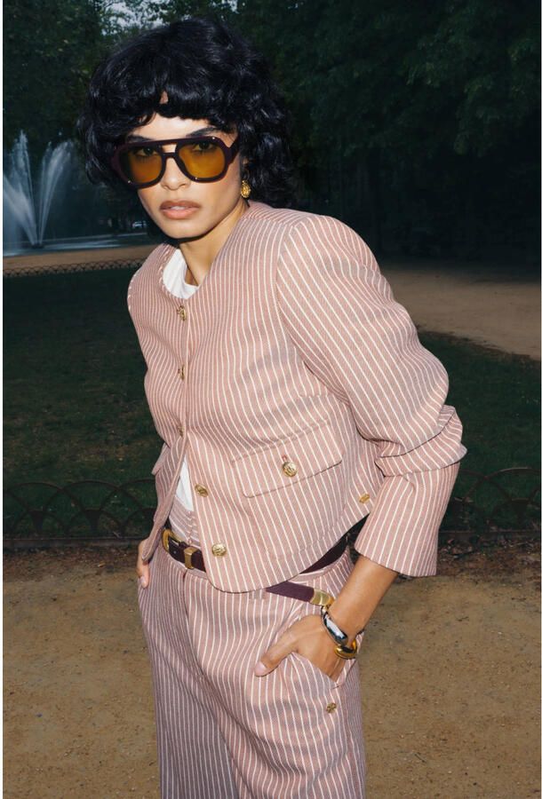 JOSH V regular fit gestreepte blazer beige - Foto 2