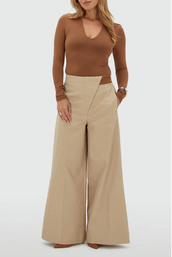 JOSH V wide leg broek beige