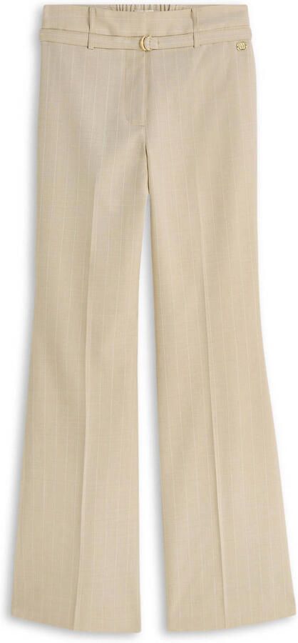 JOSH V wide leg broek met ceintuur en krijtstreep beige - Foto 3