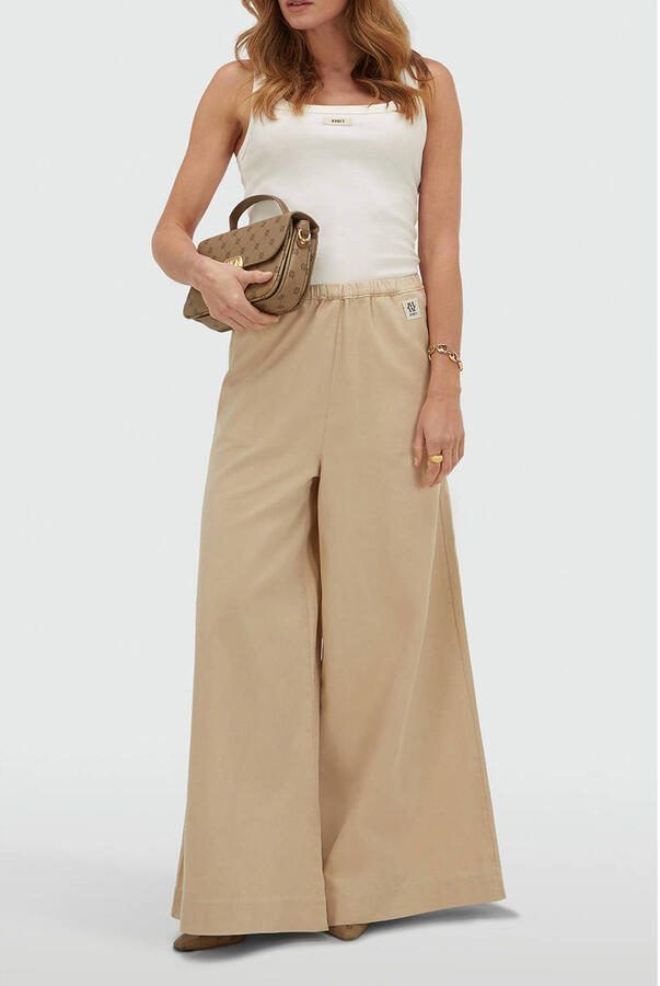 JOSH V wide leg high waist broek beige