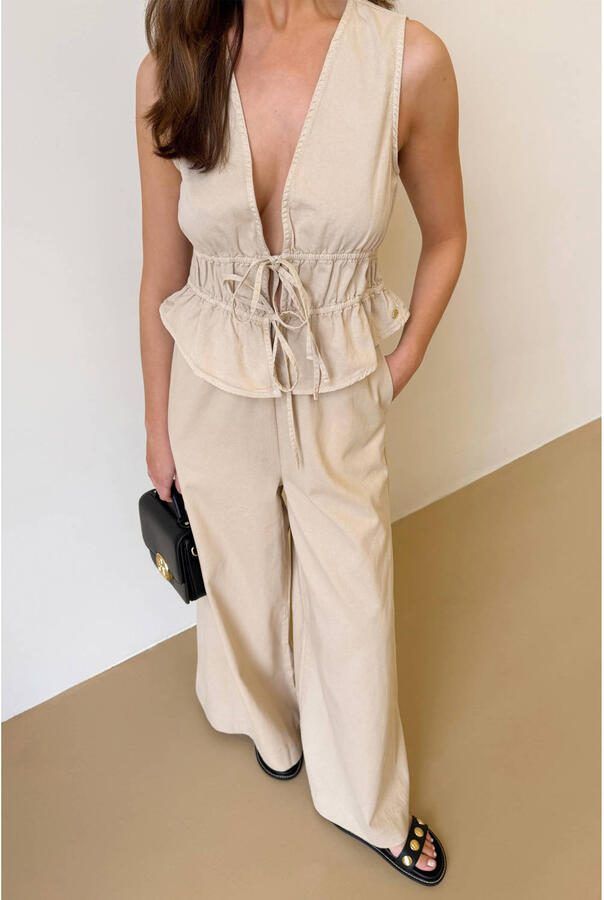JOSH V wide leg high waist broek beige - Foto 2