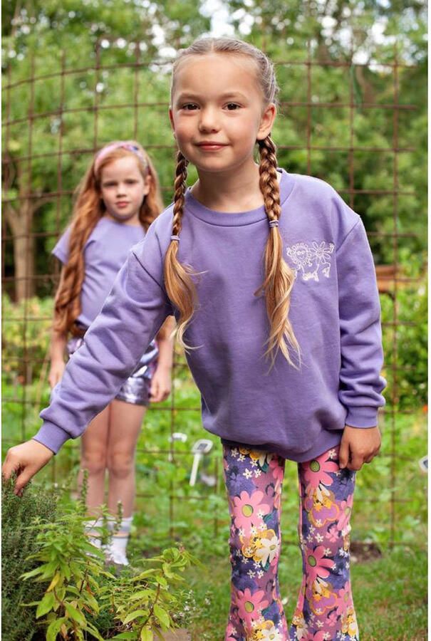 Jubel flared broek Rolling into Spring roze paars geel - Foto 2