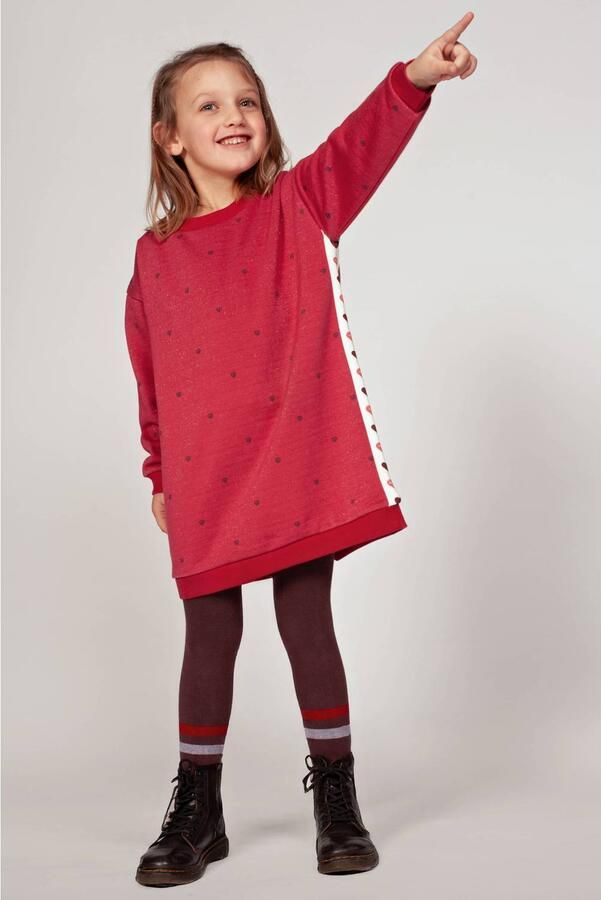 Jubel gestreepte midi sweatjurk met hartjes roze wit All over print - Foto 3
