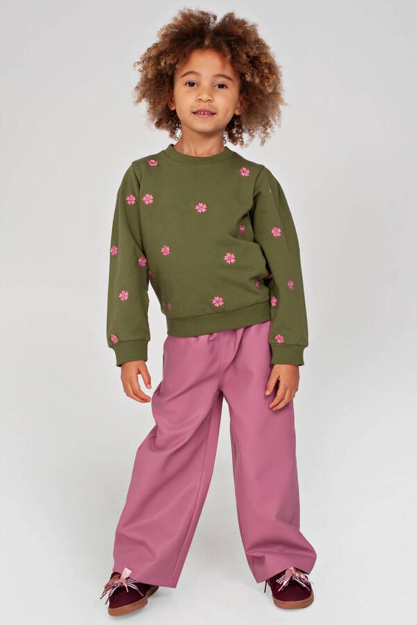 Jubel imitatieleren broek Moon Flowers roze Meisjes Imitatieleer Effen
