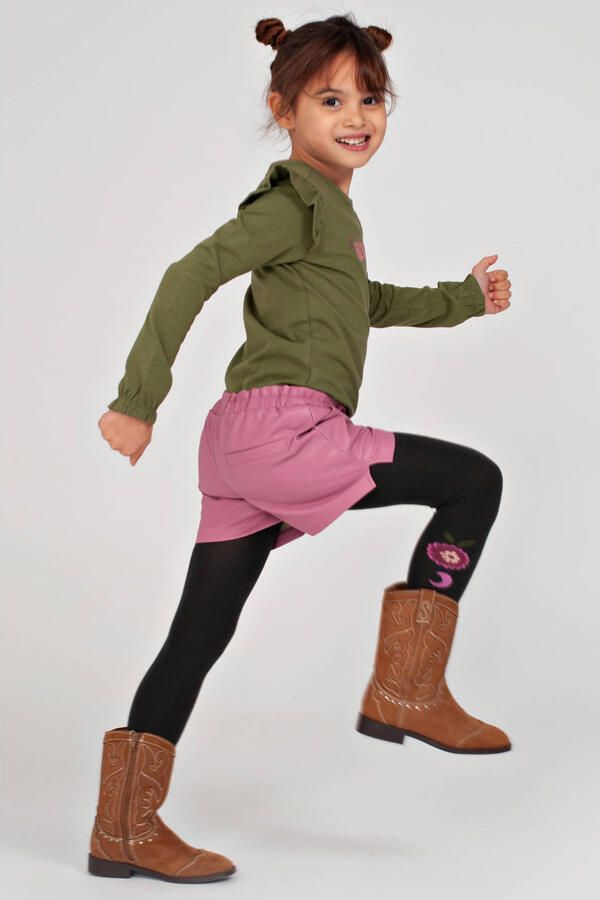 Jubel imitatieleren korte broek Moon Flowers roze - Foto 3