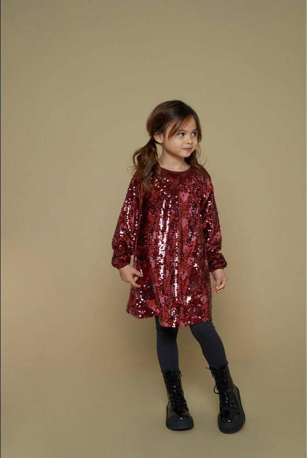 Jubel jurk met pailletten donkerrood Queen Of Hearts