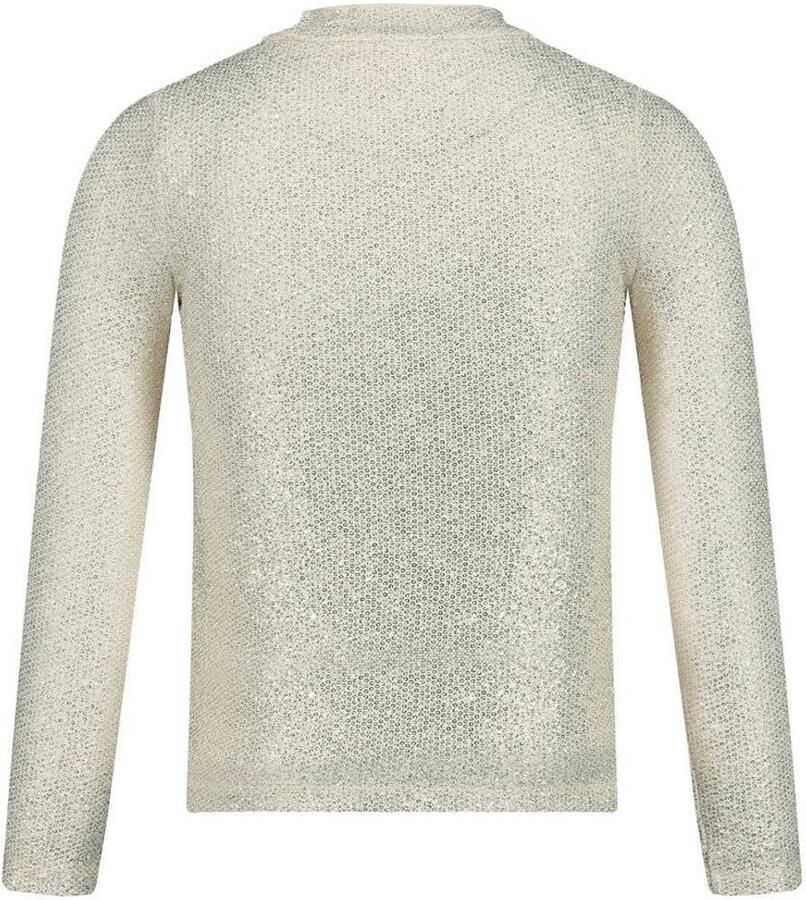 Jubel longsleeve met pailletten offwhite Beige Meisjes Polyester Opstaande kraag