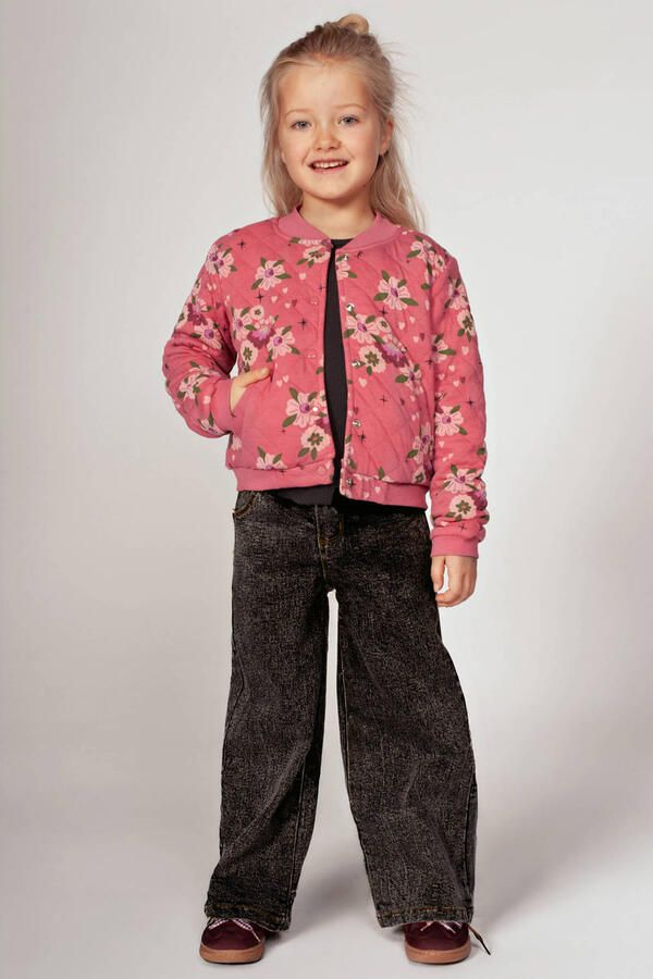 Jubel longsleeve Moon Flowers antraciet roze