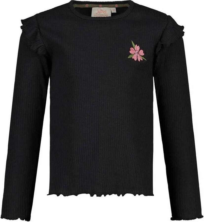 Jubel longsleeve Moon Flowers antraciet roze Grijs Meisjes Stretchkatoen Ronde hals - Foto 2