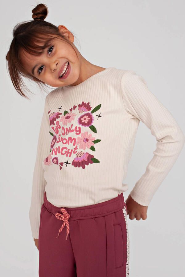 Jubel longsleeve Moon Flowers offwhite roze paars