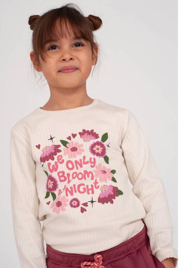 Jubel longsleeve Moon Flowers offwhite roze paars - Foto 3