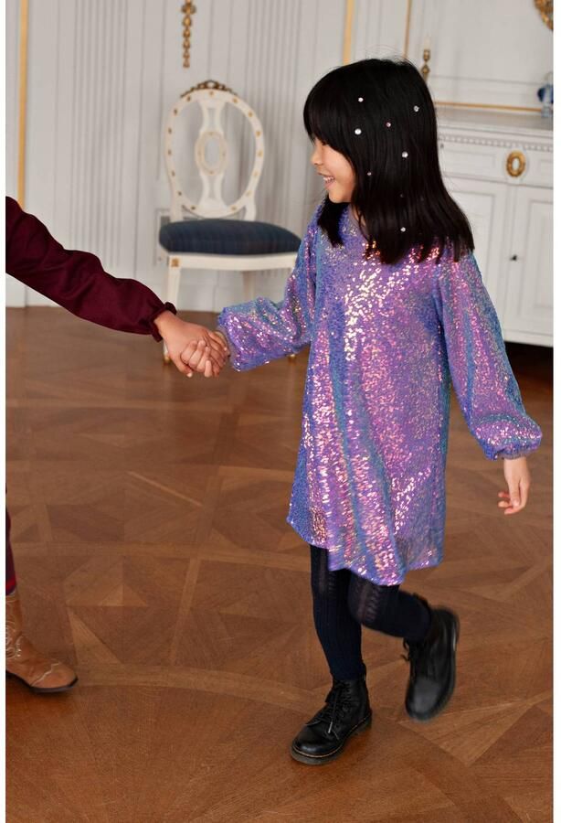 Jubel midi jurk lila Paars Meisjes Polyester Ronde hals Meerkleurig pailletten - Foto 2