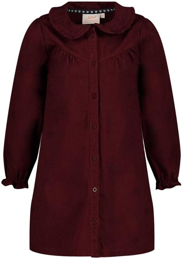 Jubel midi jurk met ruches bordeauxrood