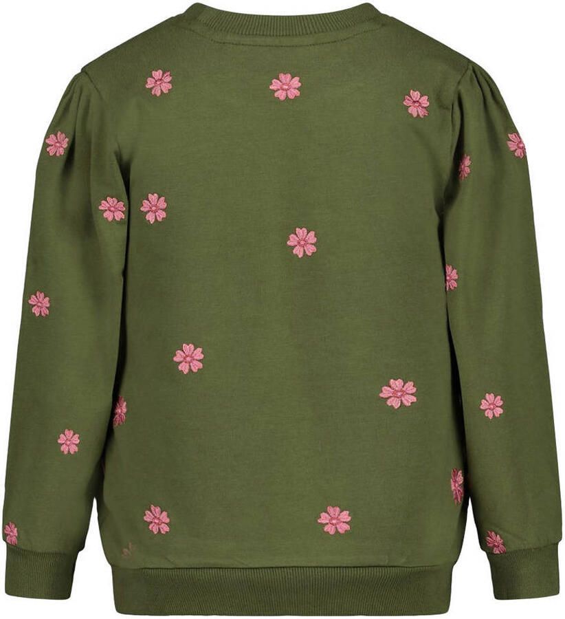 Jubel oversized sweater Moon Flowers olijfgroen roze - Foto 2