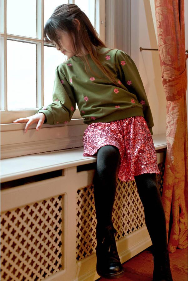 Jubel pailleten rok Moon Flowers roze donkerroze Meisjes Polyester-katoen pailletten