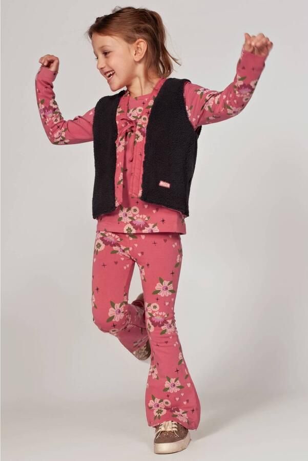 Jubel reversible teddy gilet Moon Flowers antraciet roze Grijs Bloemen - Foto 2