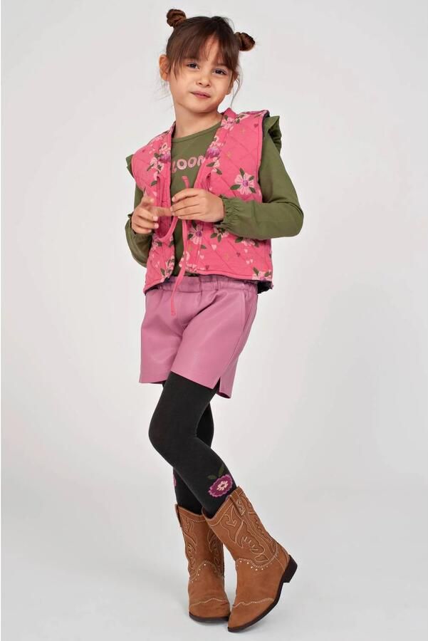 Jubel reversible teddy gilet Moon Flowers antraciet roze Grijs Bloemen - Foto 3