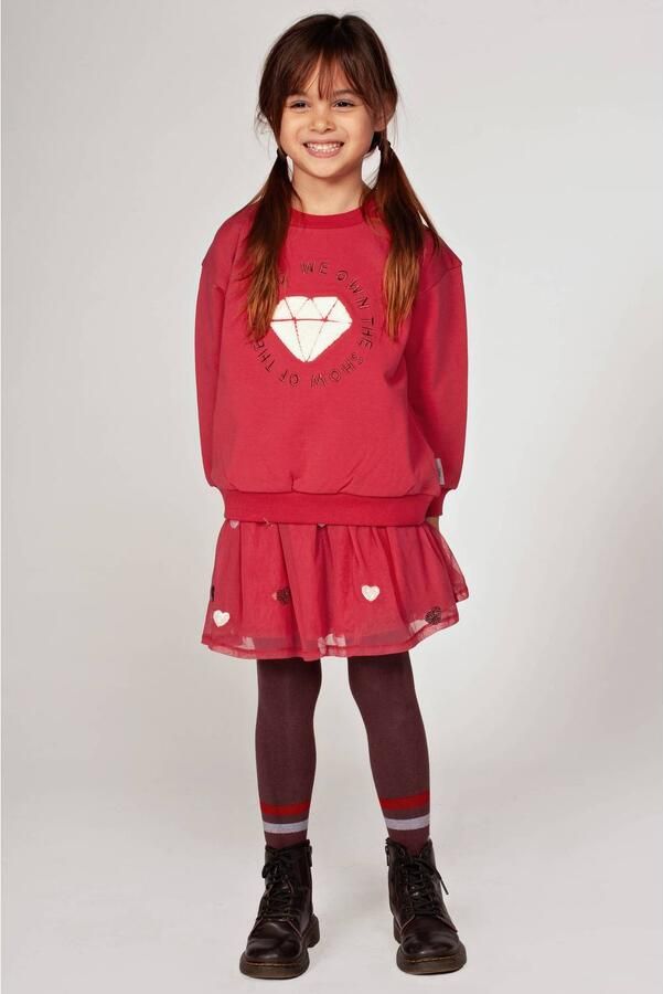 Jubel sweater met print roze Printopdruk