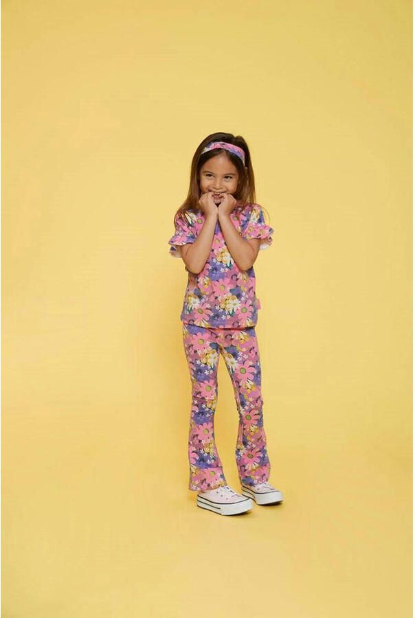 Jubel T-shirt Rolling into Spring roze paars geel - Foto 2