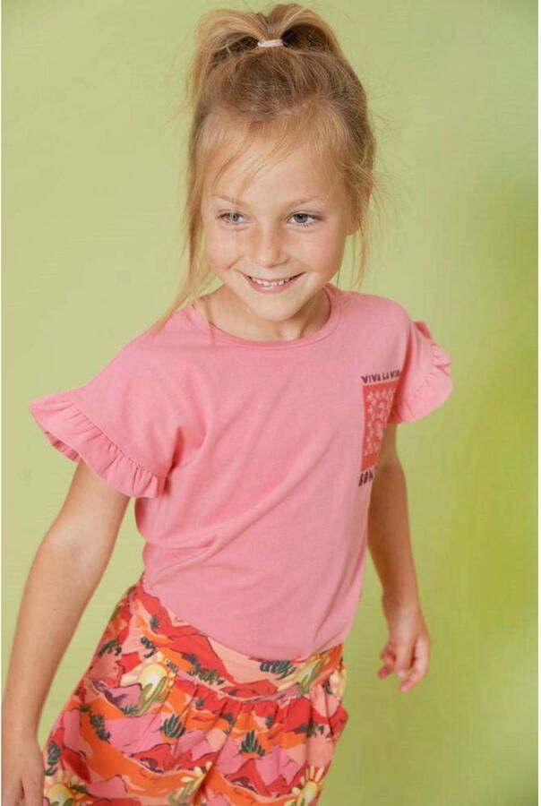 Jubel T-shirt Salsa Sunset met backprint roze