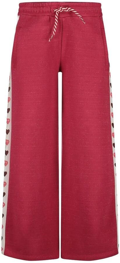 Jubel wide leg gestreepte joggingbroek met hartjes roze wit Meisjes Sweat