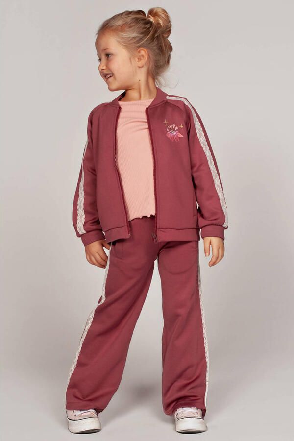 Jubel wide leg sweatpants Moon Flowers oudrroze wit