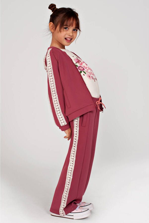 Jubel wide leg sweatpants Moon Flowers oudrroze wit Broek Meisjes Polyester - Foto 2