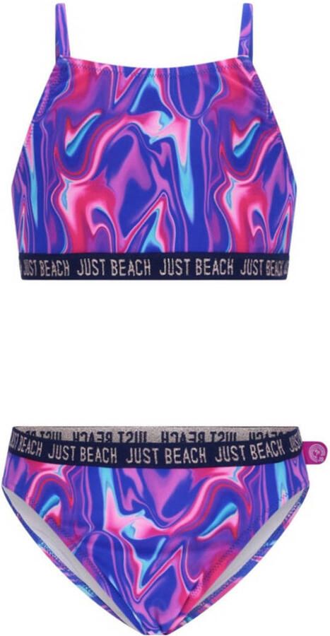 Just Beach crop bikini Florida paars roze lichtblauw