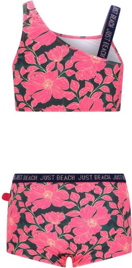 Just Beach crop bikini Tanzania fuchsia groen Roze Meisjes Polyester Bloemen maat 158-164 - Foto 3