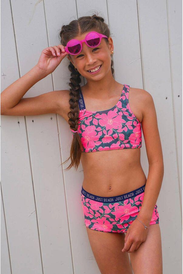 Just Beach crop bikini Tanzania fuchsia groen Roze Meisjes Polyester Bloemen maat 158-164 - Foto 2