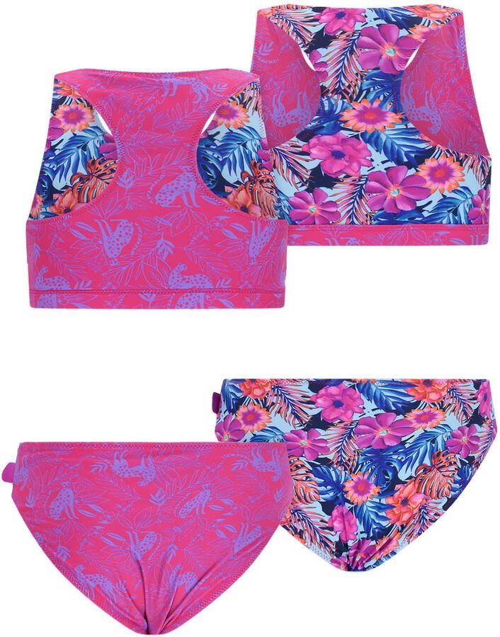 Just Beach reversible crop bikini Inside Out lichtblauw donkerblauw roze