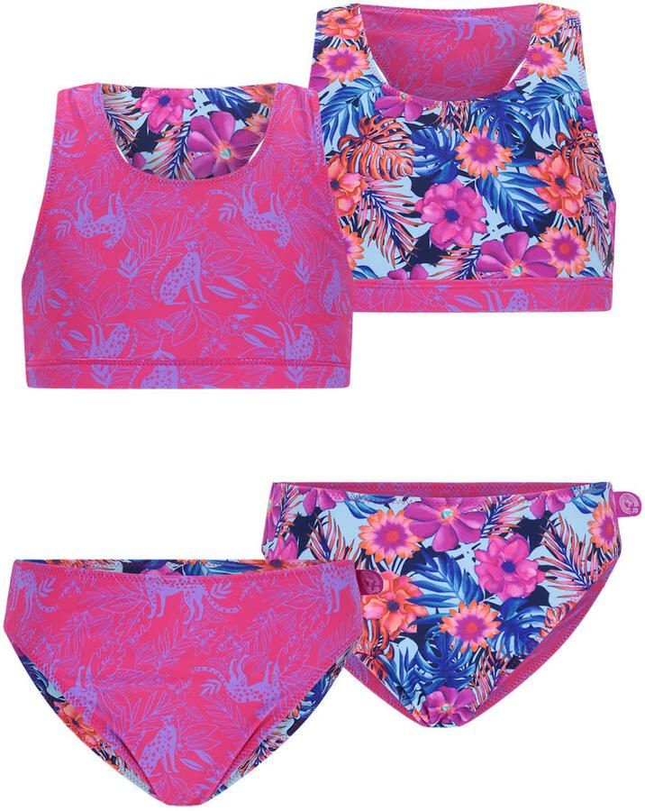 Just Beach reversible crop bikini Inside Out lichtblauw donkerblauw roze - Foto 2