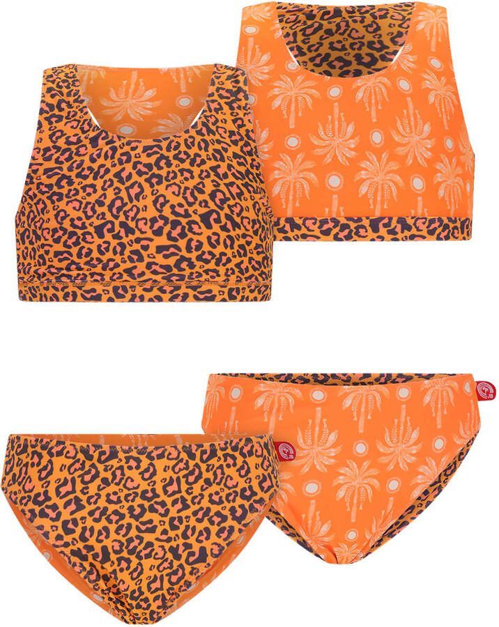 Just Beach reversible crop bikini Inside Out oranje