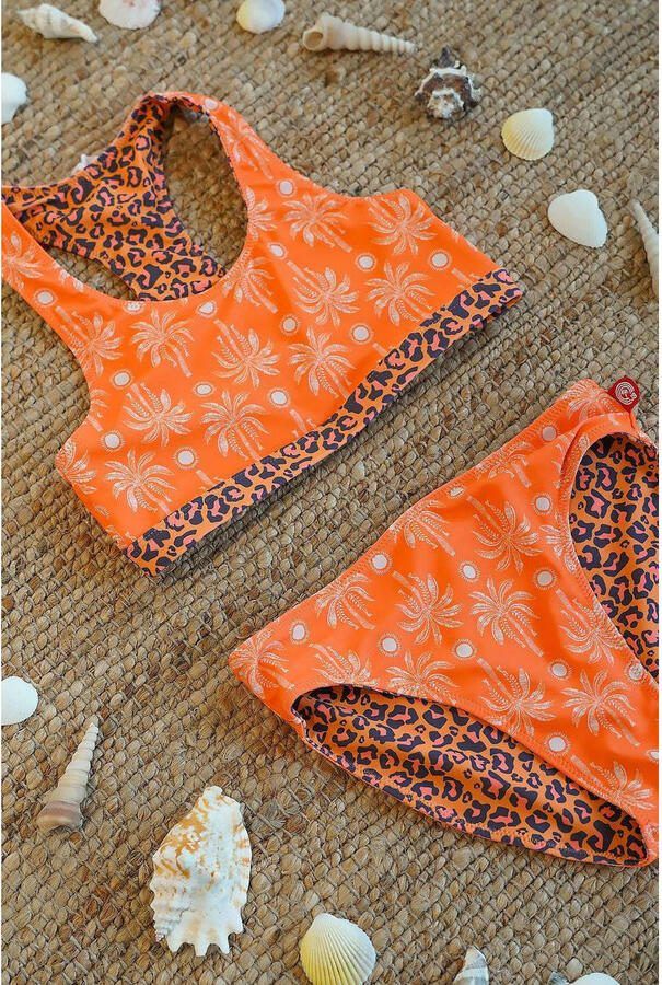 Just Beach reversible crop bikini Inside Out oranje - Foto 3