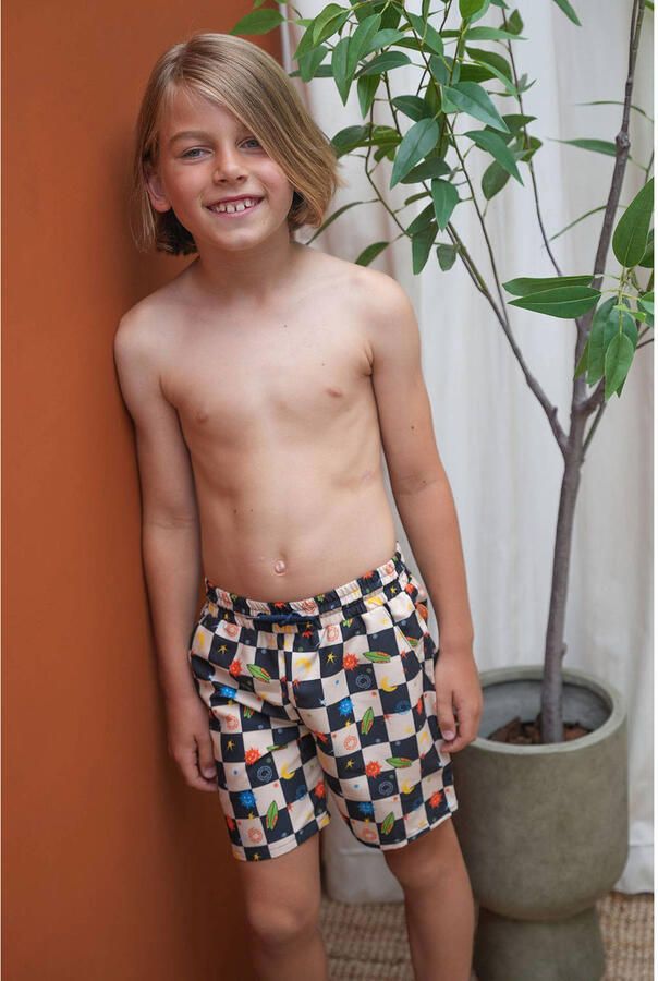 Just Beach zwemshort Poolday zwart ecru - Foto 3
