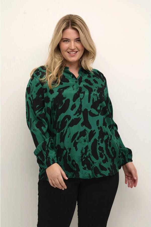 Kaffe Curve blouse KCpolla met all over print groen